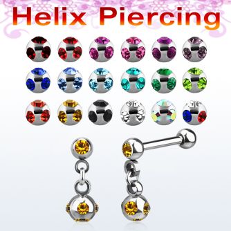 bber40 316l steel helix barbell with 4mm multi jewel ball