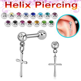 bber75 barbell helix acero quirurgico bola 4mm joya bisel lado bola 4mm acero liso colgante cruz lisa al por mayor