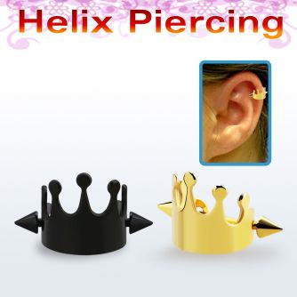 bbert66 anodized cartilage piercing crown w two 3mm cones