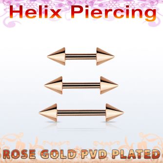 bbertt59 barbell ceja helix acero 316l pvd oro rosa conos 5mm mayorista