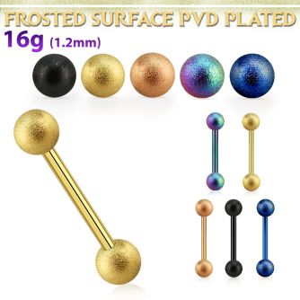 bbetfo3 anodized 316l steel barbell w 2 3mm frosted steel balls