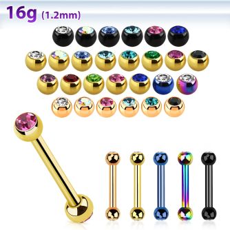 bbetjb25 anodized steel barbell w 2.5mm bezel set jewel balls