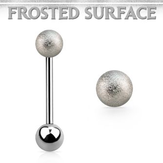 bbfo5 surgical steel tongue barbell w 5mm frosted steel ball