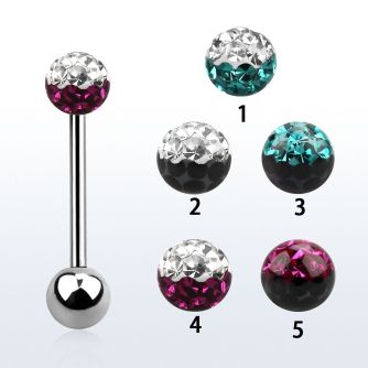 bbfr5e barbell lengua acero quirurgico bola multi cristal ferido 5mm colores bola acero liso 5mm inferior venta