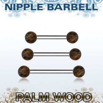 bbnppl5 barbell pezon organico barra acero 316l bolas madera palma 5mm venta