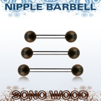 bbnpsn5 barbell pezon organico barra acero 316l bolas madera sono 5mm venta