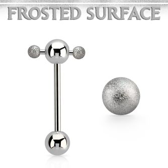 bbspnfo steel spinner tongue barbell w 2 3mm frosted steel balls