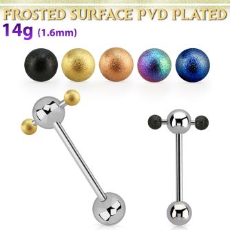 bbspnfot steel spinner tongue barbell anodized frosted steel ball