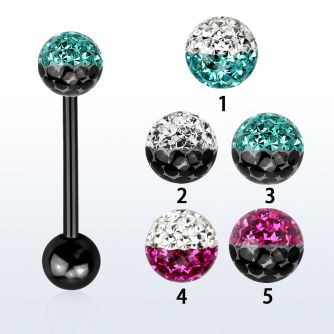bbtfr6e anodized 316l tongue barbell w 6mm 2 color ferido ball