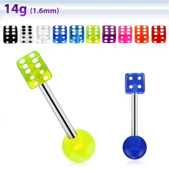 bbuvdi barbell lengua acero quirurgico dados acrilicos uv 5mm 16mm al por mayor