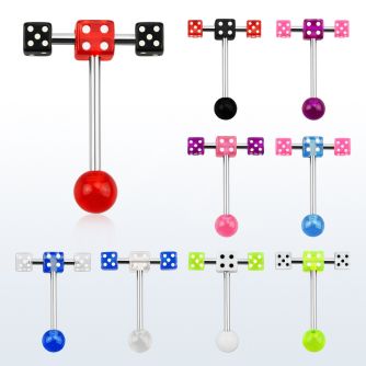 bbvdspn2 barbell lengua acero quirurgico dado acrilico uv 5mm cruzado por barbell 8mm dados 4mm 16mm distribuidor mayorista