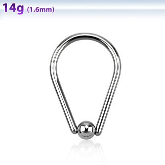 bcb14 316l steel closure ring in pear shape for intim piercing