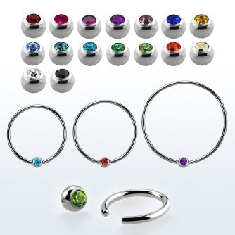 bcec4sl xxl steel ball closure ring, 16g w 4mm jewel ball