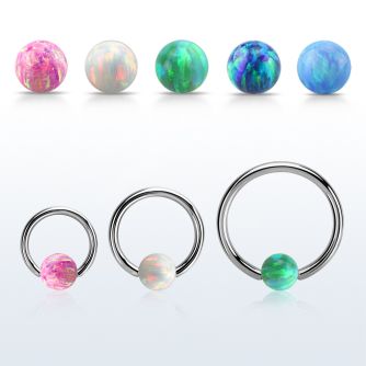 bcr14o5 316l steel ball closure ring 14g 5mm synthetic opal ball