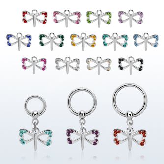 bcrg761 aro bola presion acero colgante mariposa pequena colgante laton chapado plata