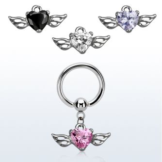 bcrgz586 316l steel bcr 1.6mm w a heart shaped cz stone with wing