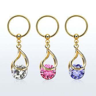 bcrtsz9 aro bola presion acero 316l pvd dorado colgante zirconia redonda ajustada presion oro mayorista