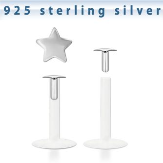 bilbst labret bio flexible transparente plata esterlina 2mm estrella distribuidor