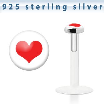 bilg38 labret bio flexible transparente plata esterlina presion 3mm logo corazon rojo fondo blanco distribuidor mayorista