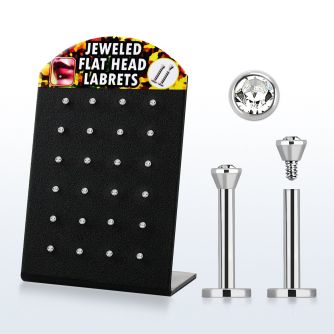 blbc25 display 24 labret acero quirurgico rosca interna joyas planas 2 5mm 8mm al por mayor