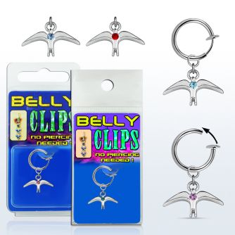 blcp463 piercing falso clip ombligo pajaro liso colgado cristal centro 1 pieza venta