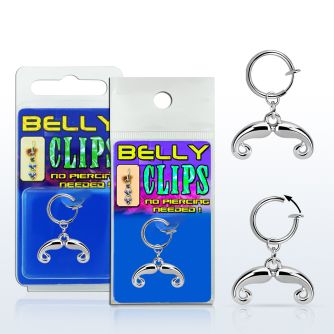 blcp516 fake belly clip w a dangling french mustache design 