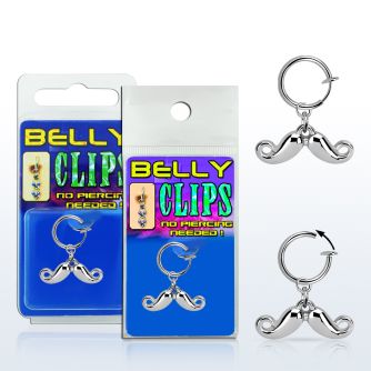 blcp519 fake belly clip w a dangling mustache design 