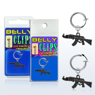 blcp631k piercing falso clip ombligo miniatura ak47 negro 1 pieza distribuidor