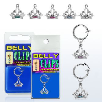 blcp649 piercing falso clip ombligo corona cristal 1 pieza venta
