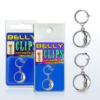 blcp733 fake belly clip w a dangling moon in the circle 