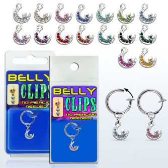 blcp734 piercing falso clip ombligo luna cristal 1 pieza mayorista