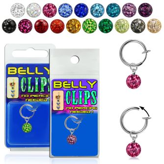 blcpt117 fake belly clip w 5mm ball w ferido crystal w resin