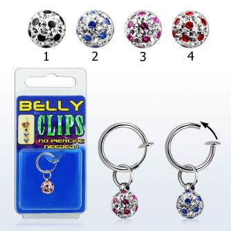 blcpt117a piercing falso clip ombligo bola multi cristal 5mm puntos pack blister al por mayor