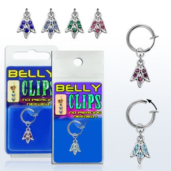 blcptu1 piercing falso clip ombligo flor tulipan cristal 1 pieza mayorista