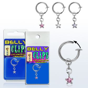 blcpz585 piercing falso clip ombligo zirconia estrella 1 pieza venta