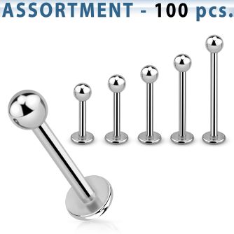 blk03a surtido piercings 100 labrets acero quirurgico bola 3mm venta