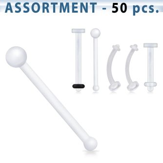 blk119 surtido piercings 50 retenedores retainers acrilico flexible lengua labio nariz ombligo ceja mayorista