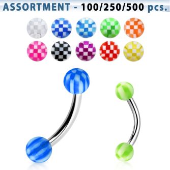 blk140 surtido piercings surtido 500 200 100 bananas ceja acero quirurgico bolas acrilicas cuadros 3mm 8mm al por mayor