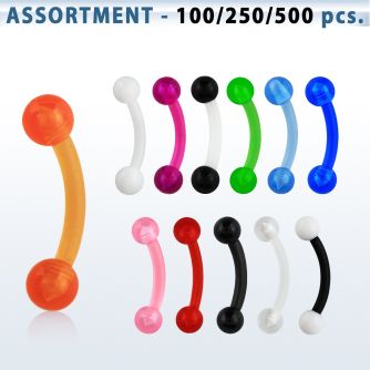 blk145 acrylic uv eyebrow banana with 3mm acrylic ball