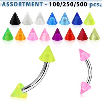 blk148 surtido piercings surtido 500 200 100 bananas ceja acero quirurgico conos acrilico uv 3mm 8mm venta