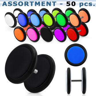 blk169 surtido piercings 50 plugs falsos acrilico uv anillos goma distribuidor mayorista