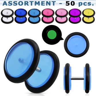 blk170 acrylic glow in the dark fake plugs with rubber o ring