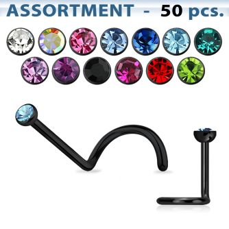 blk176 anodized 316l steel nose screw w colored crystal top