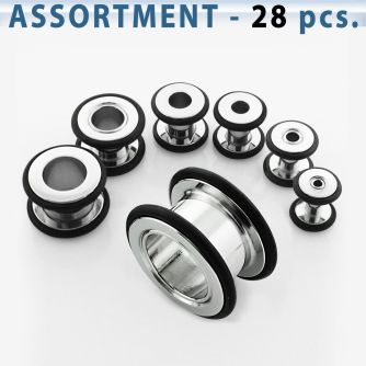 blk179 surtido piercings 28 dilataciones tunel tornillo anillos goma decorativos distribuidor mayorista