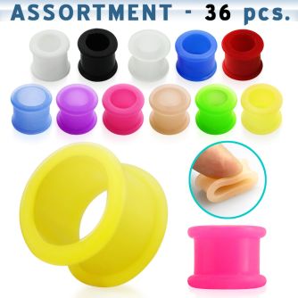 blk200 36 pcs silicone flesh tunnel in assorted colors