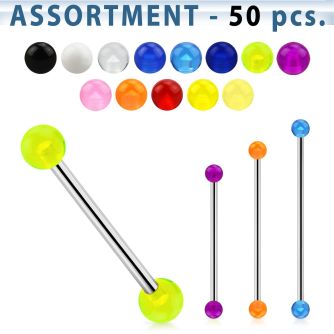 blk202 316l industrial barbell with a 5mm acrylic uv ball