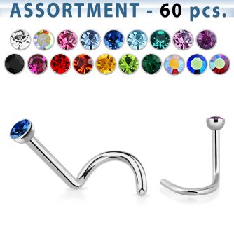 blk206 surtido piercings 60 piercing nariz l acero quirurgico cristal redondo al por mayor
