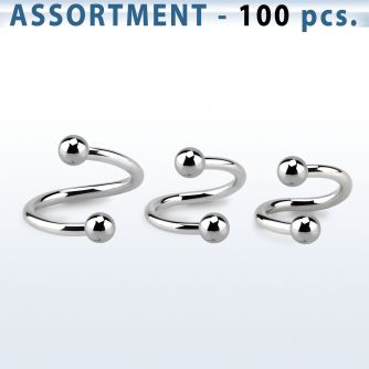 blk219b surtido piercings 100 espirales acero quirurgico bolas 2 5mm distribuidor mayorista