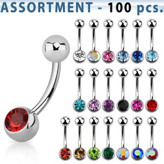 blk21b surtido piercings 100 piercings ombligo acero quierurgico bola joya bisel 6mm bola acero liso mayorista