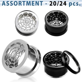 blk247 anodized polished 316l screwfit tunnel w spider web